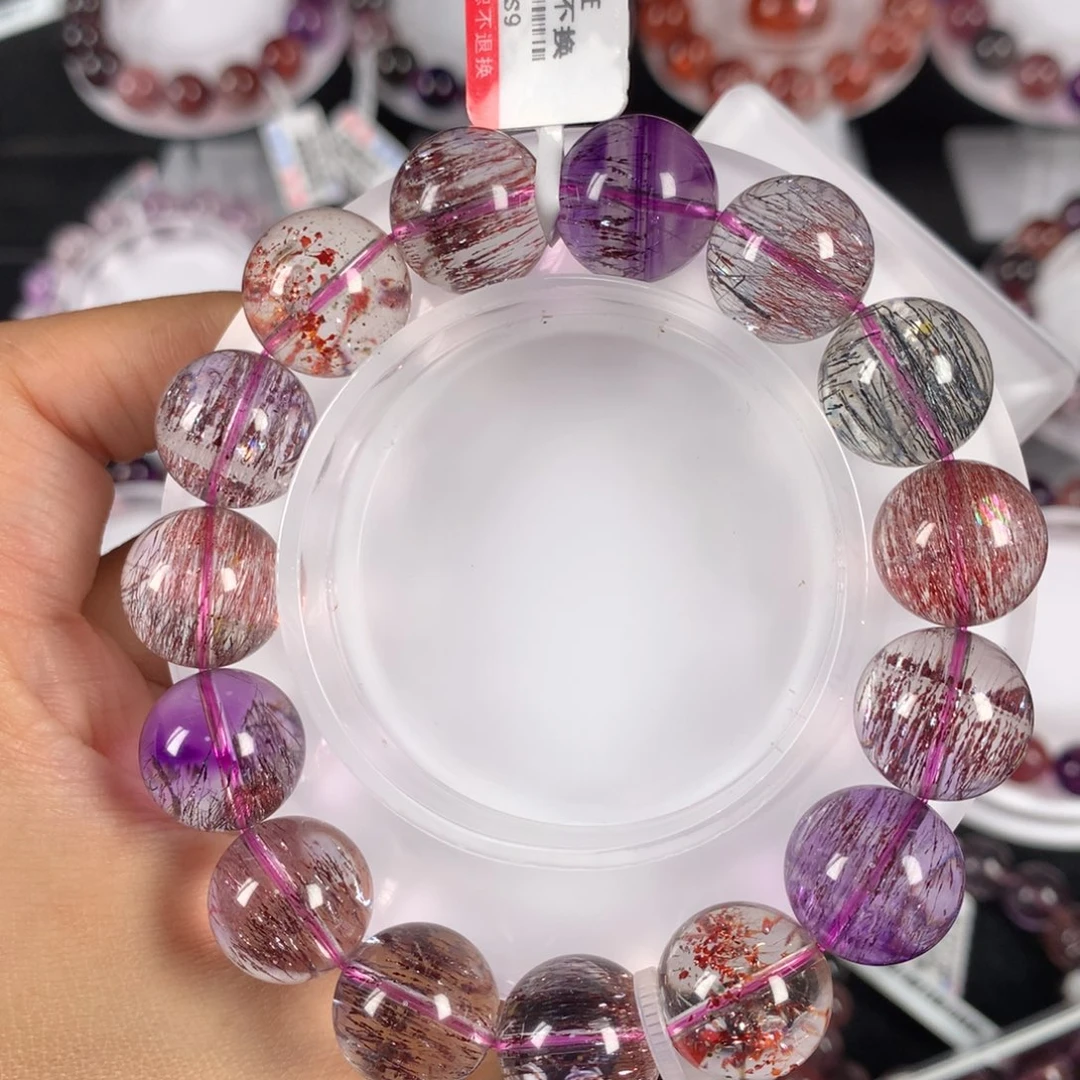 水晶手链未镶嵌稀有色彩超14.3mm