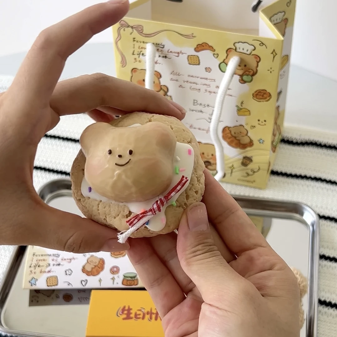 黄油小熊甜品风格香薰蜡烛礼盒创意礼物送朋友女生伴手礼礼袋胸针