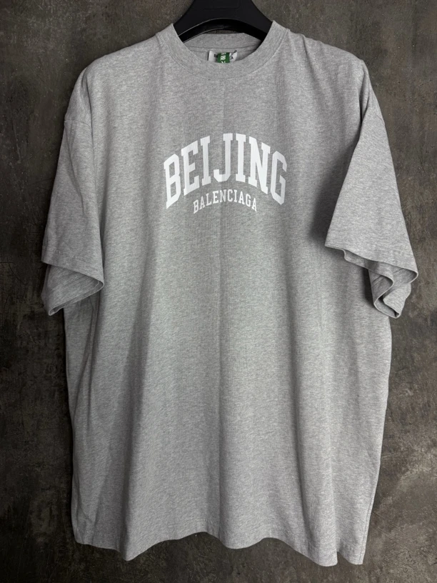 全新未使用/BALENCIAGA 巴黎世家灰色北京城市限定印花短袖/00500
