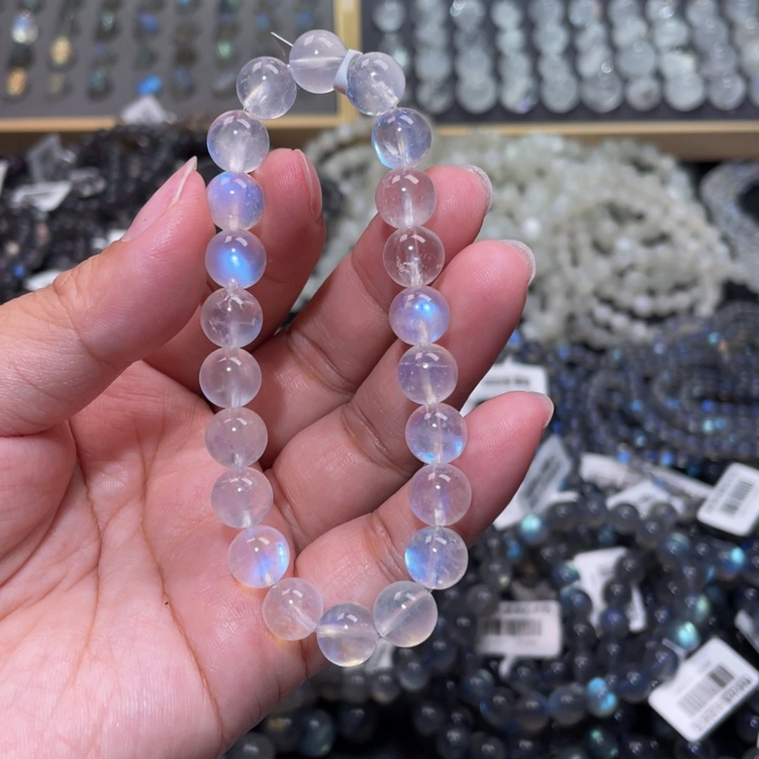 月光石手链未镶嵌无*～蓝月光手链8.5mm