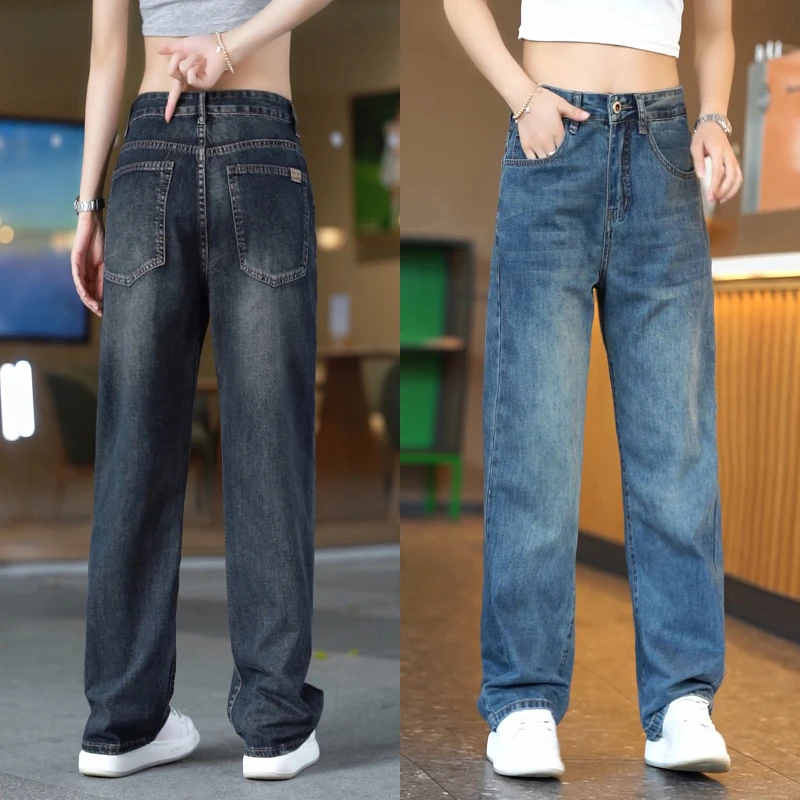 高端直筒牛仔裤男款美式复古宽松休闲男裤子潮流百搭个性帅气长裤