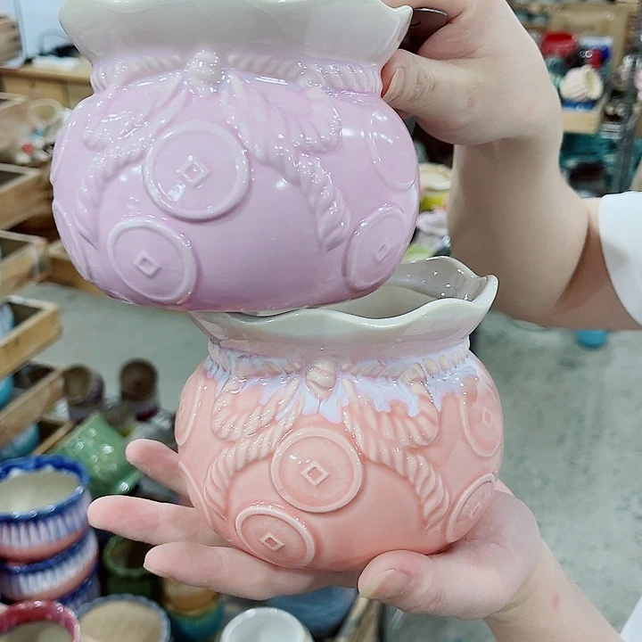 有孔，凑10元包邮陶瓷花盆发货！