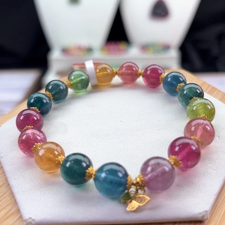 未镶嵌手链碧玺碧玺手串单圈9mm+