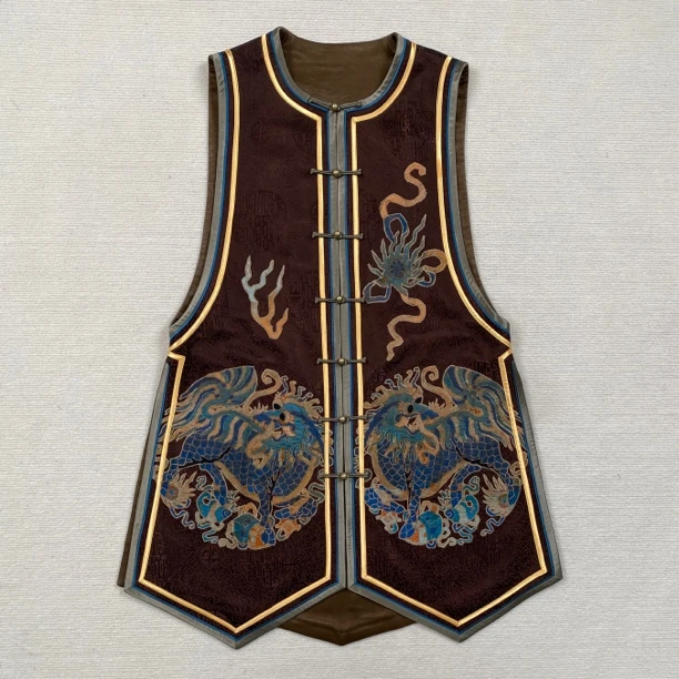 云饰图腾原创新中式国风女装 中长复古手绣孤品坎肩中开盘扣马甲