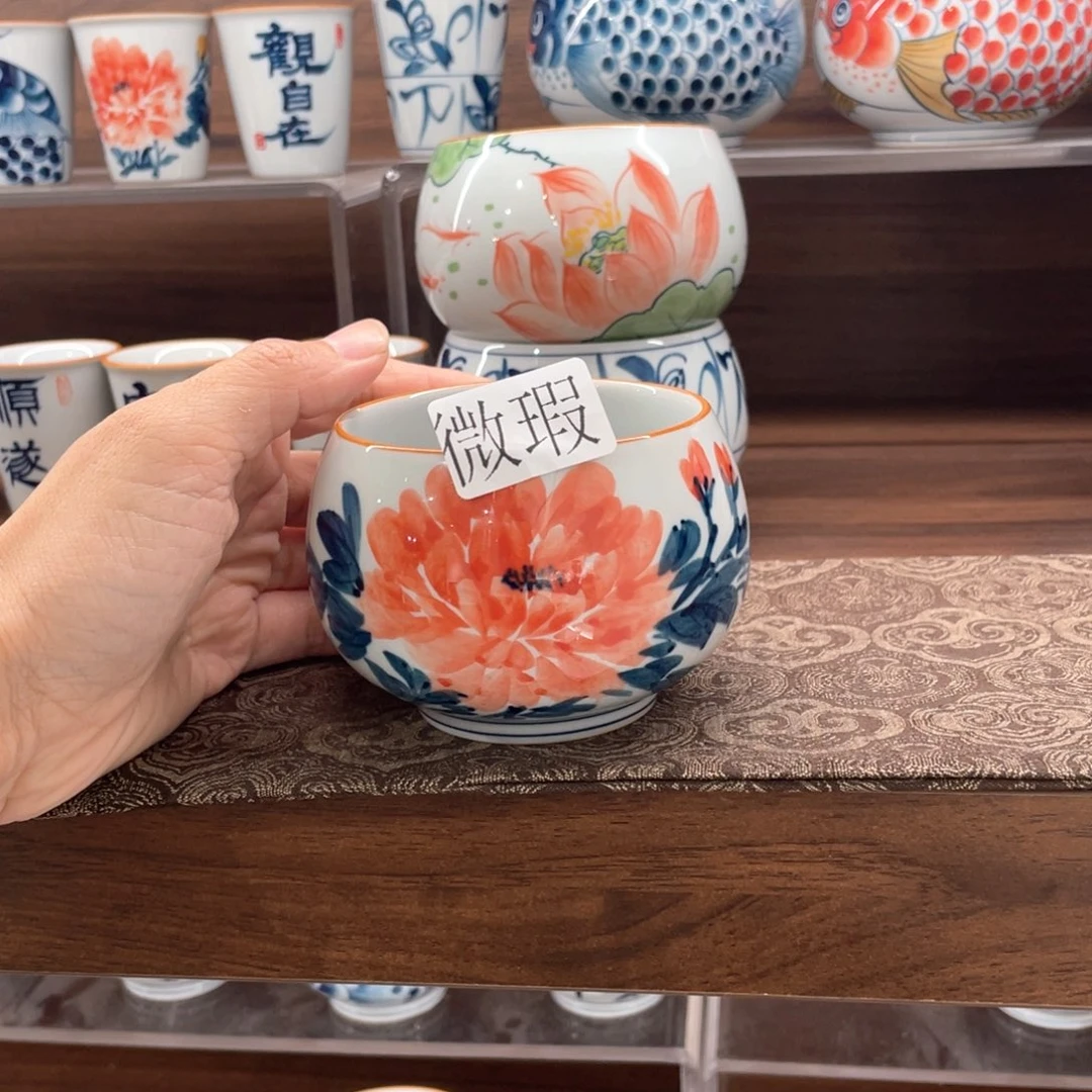 釉下手绘茶具微瑕