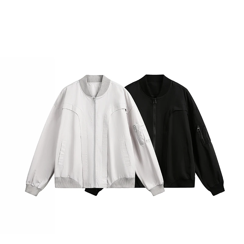 【阿源匹林】美式复古解构弧形飞行员夹克男女春季宽松百搭休闲外套