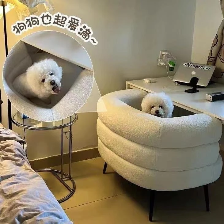 网红BOBO羊羔绒化妆椅女生卧室奶油风化妆凳梳妆台椅子懒人沙发椅