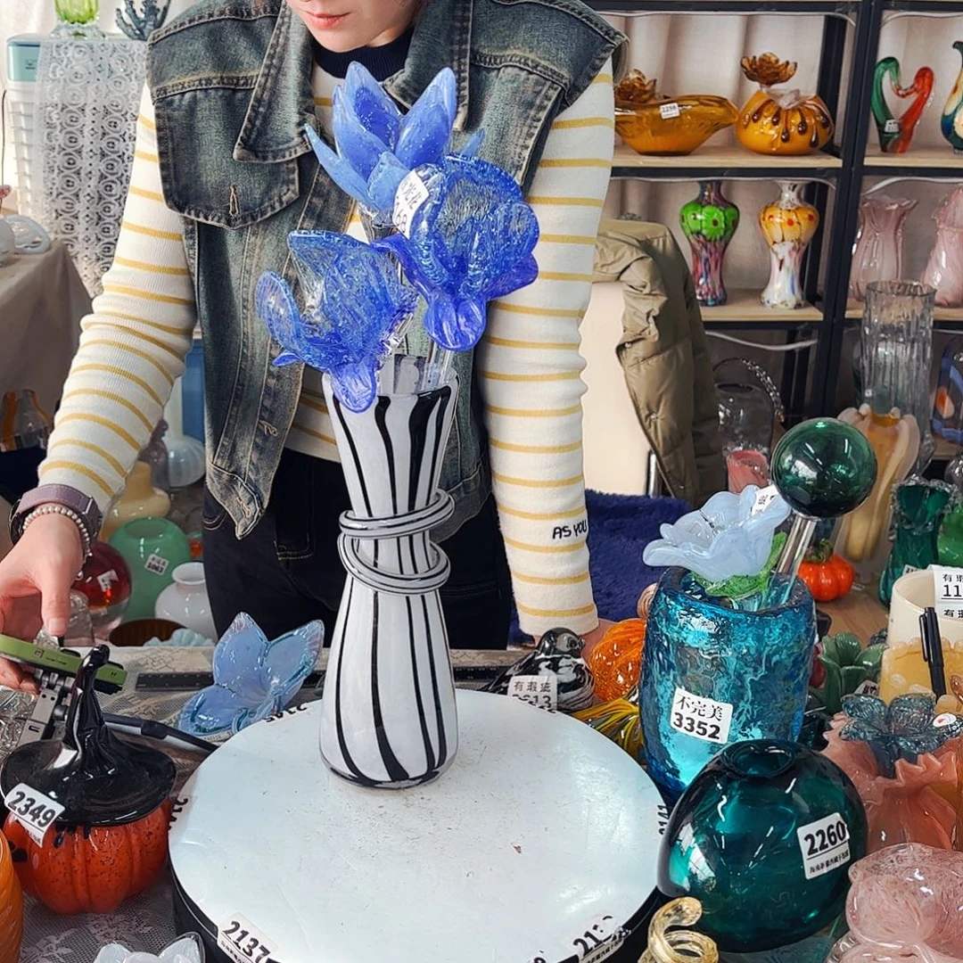 夜光花2全1瑕1瓶 家悦琉璃工艺品不完美