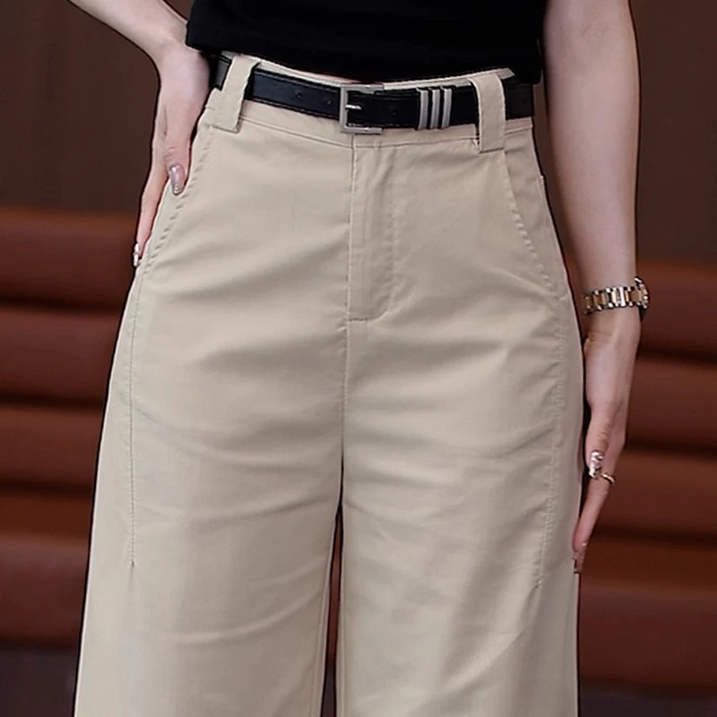 小个子八分裤女2025春夏季新款减龄显瘦宽松窄版阔腿裤直筒休闲裤