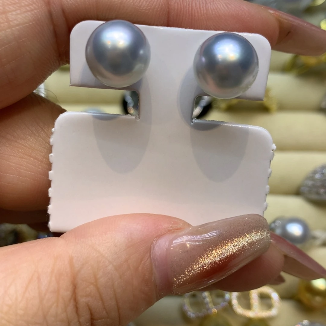银S925镶嵌耳饰海水珍珠