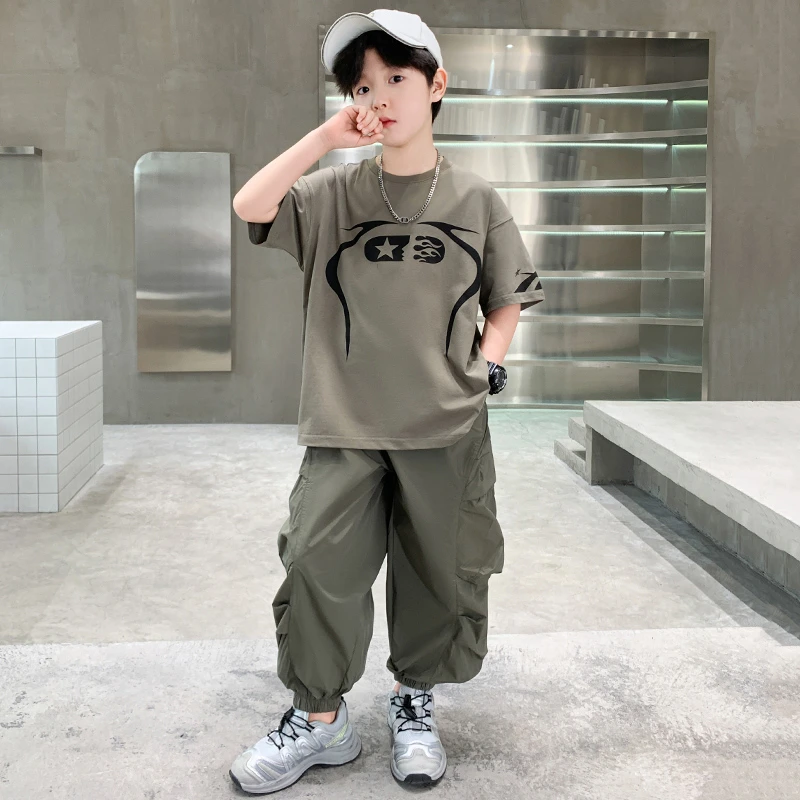 男童夏季套装2025新款儿童夏装两件套中大童夏日短袖长裤男孩衣服