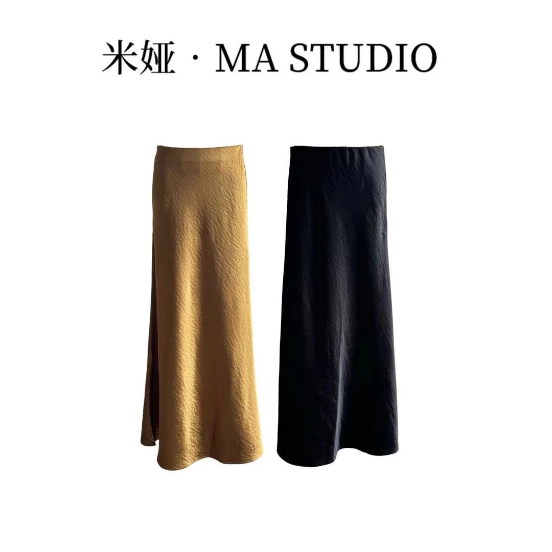 QH/MYTF037米娅.MA自制私服新款时尚法式高级感侧开叉缎面半身裙