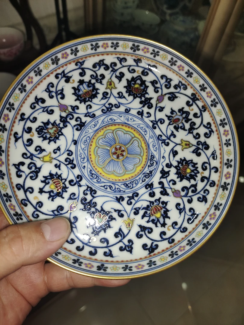 当代 名窑口 壶承 青花缠枝莲珐琅彩描金