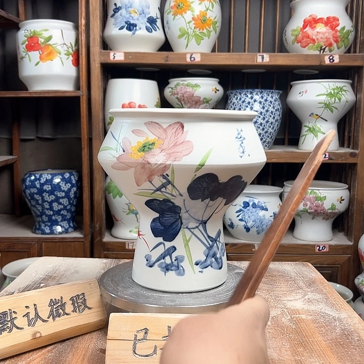 摆件高脚荷花新款陶瓷陶瓷