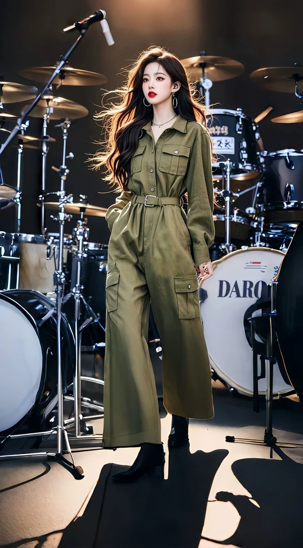 法式气质女神范高级感工装连绿色长款连体裤子2025新款女春款新款