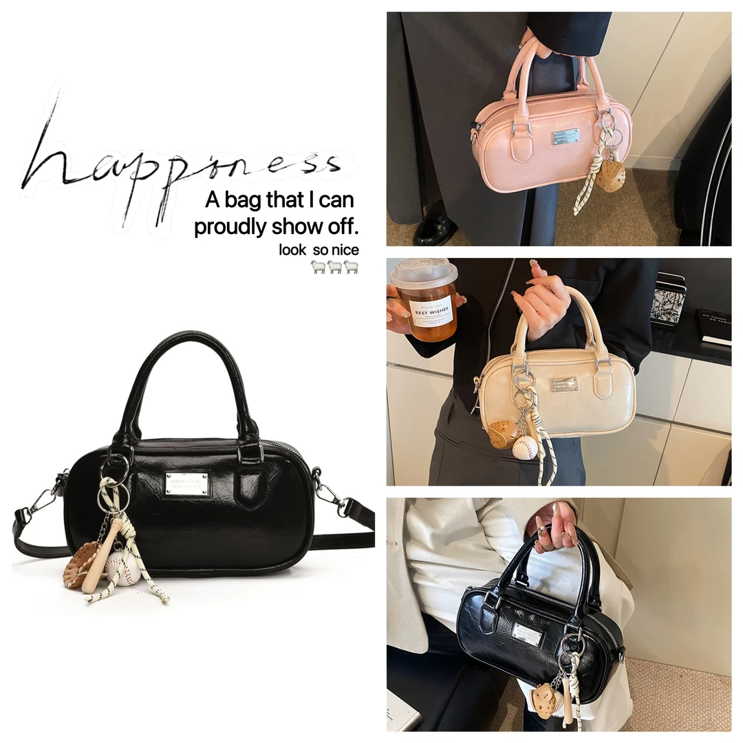 2025早春超火高级休闲百搭爆款保龄球包波士顿手提斜挎包2710