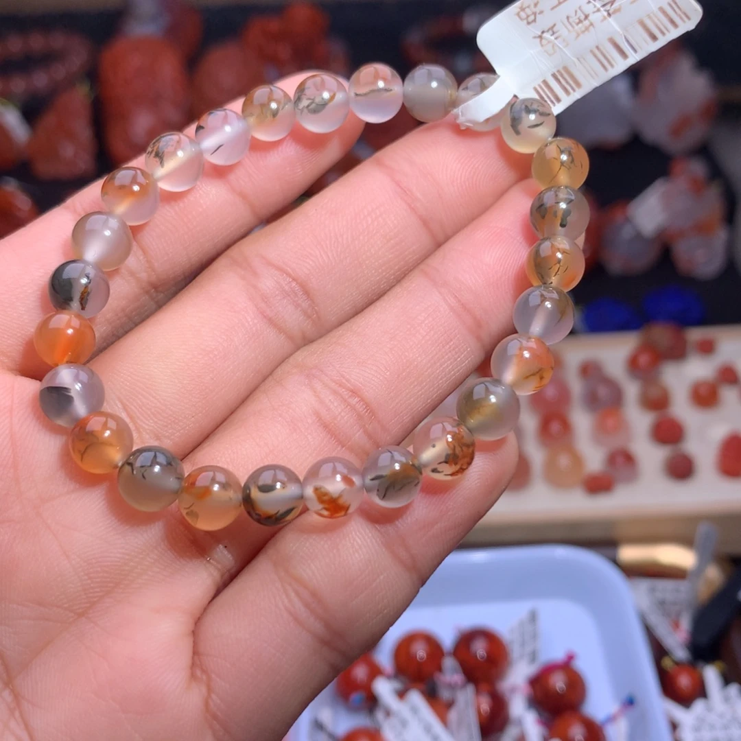 南红玛瑙未镶嵌珠宝半成品水墨手串