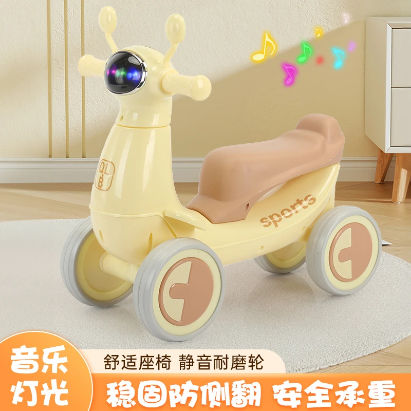 儿童四轮卡通滑行溜溜车适合1-3岁小孩宝宝学步车带音乐灯光童车