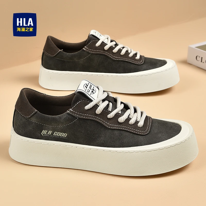 HLA/海澜之家新款男士潮流休闲板鞋日常舒适百搭潮鞋低帮厚底增高