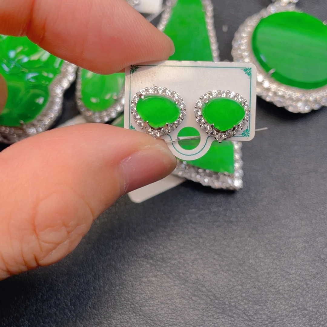 吊坠(不含链)银S925镶嵌翡翠