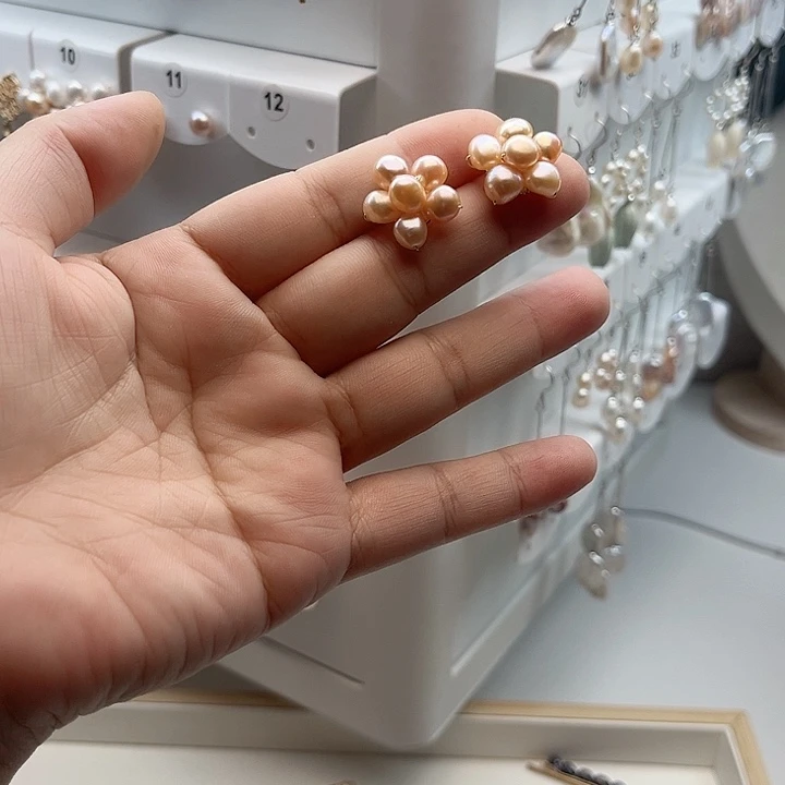 银S925镶嵌耳饰淡水珍珠