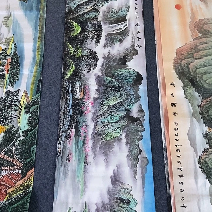 国画六尺对开一副