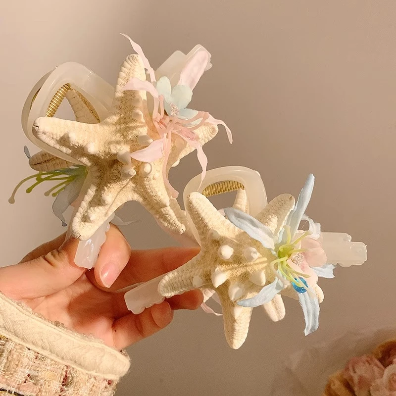 海的味道~海星花朵抓夹女高级感氛围感发夹后脑勺鲨鱼夹春季新款