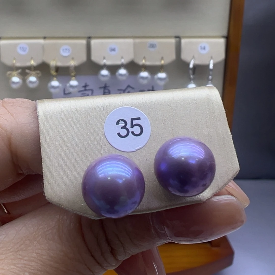 淡水珍珠银S925镶嵌耳饰