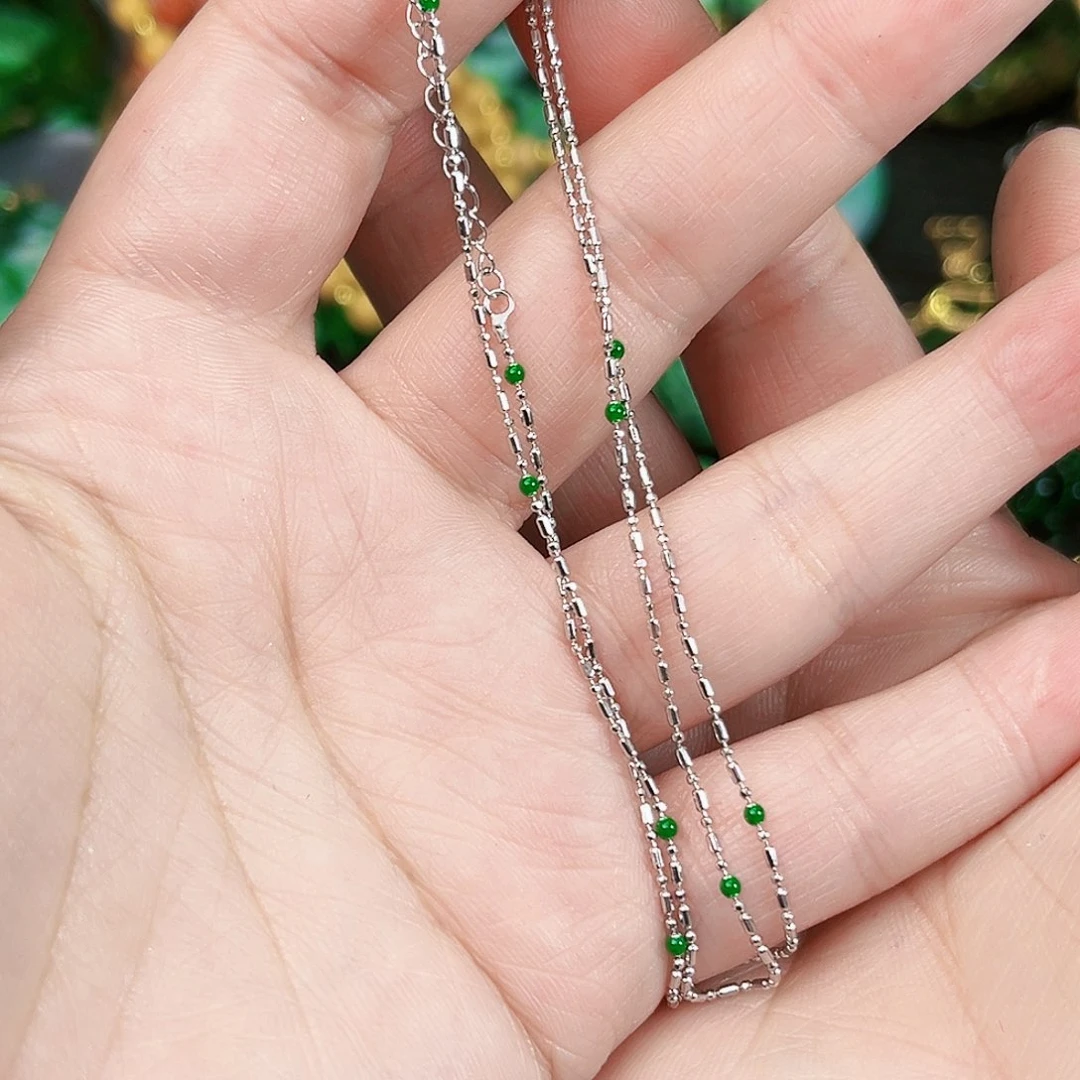 翡翠颈饰银S925镶嵌项链只有链子