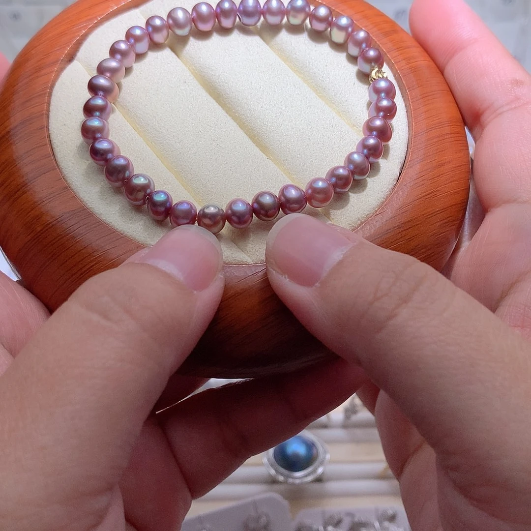 淡水珍珠银S925镶嵌手串CC6-7mm