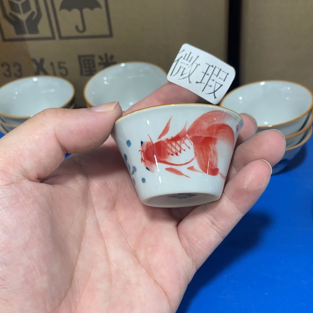 釉下手绘茶具微瑕