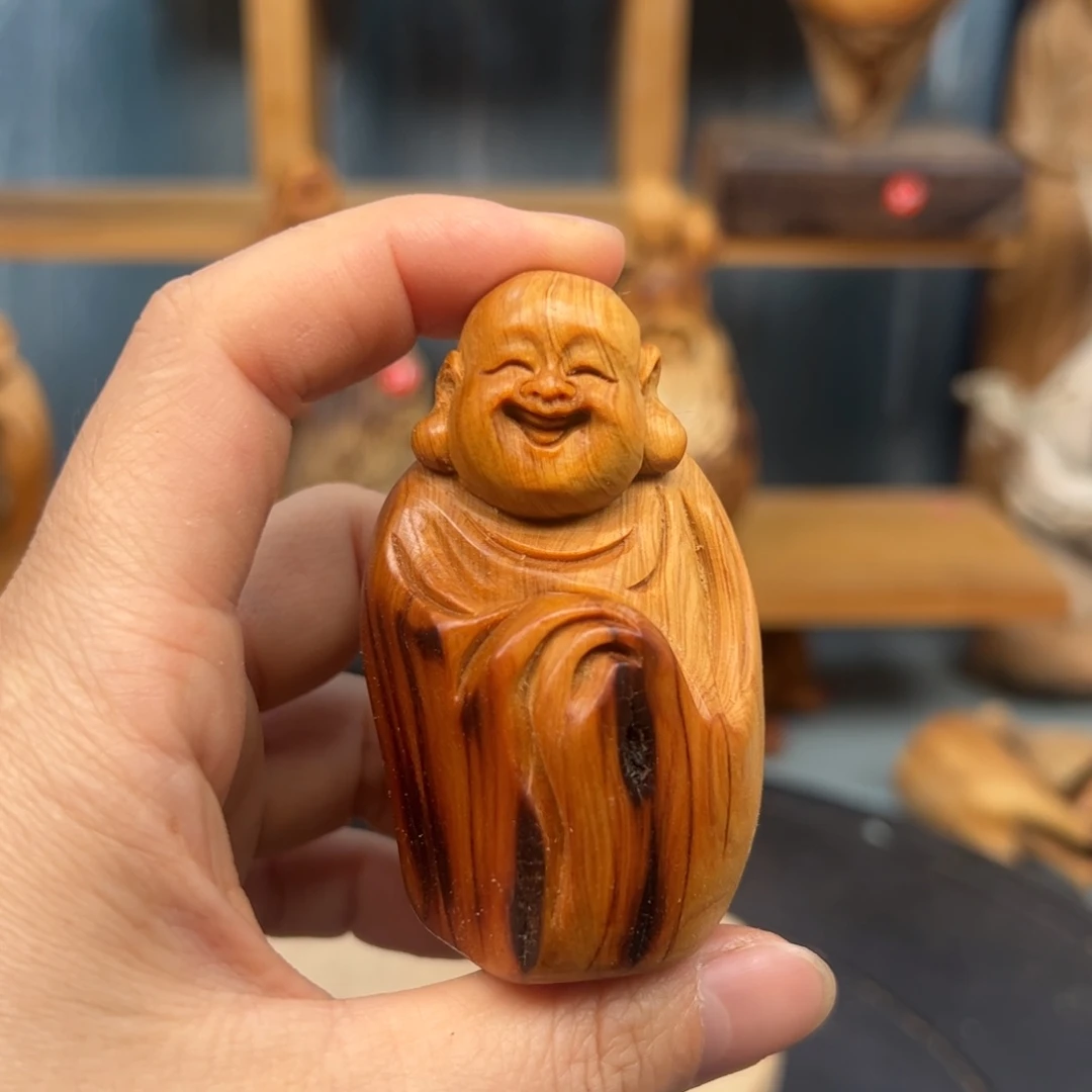 木暮***叶崖柏木摆件手把件