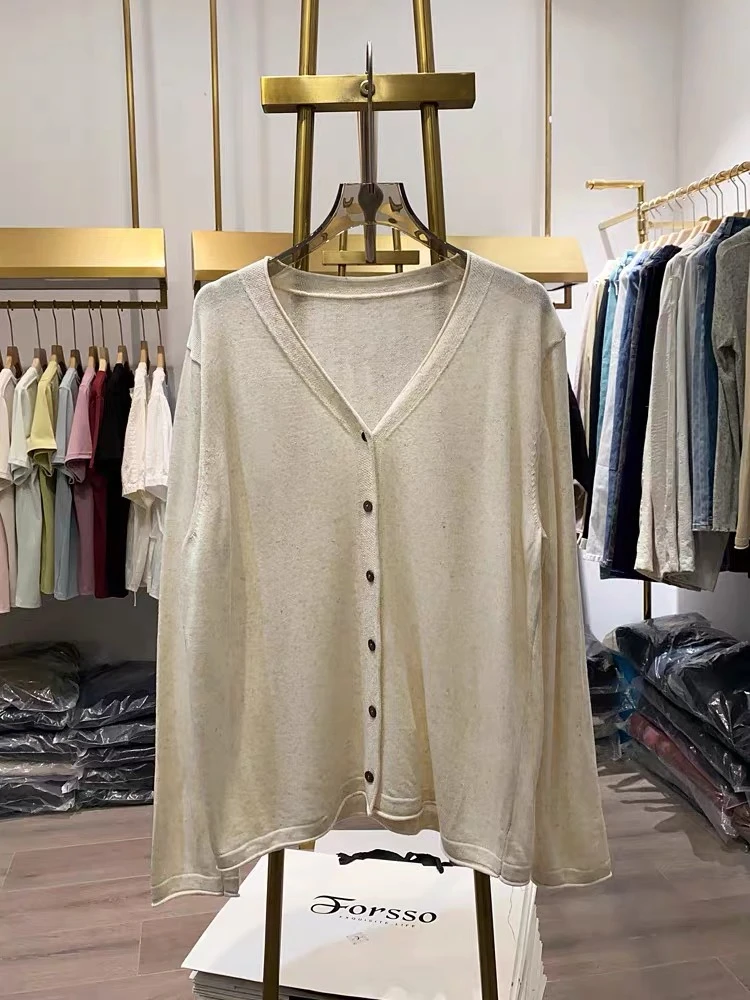 静姐  新款长袖款宽松开衫时尚休闲百搭麻麻上衣251238