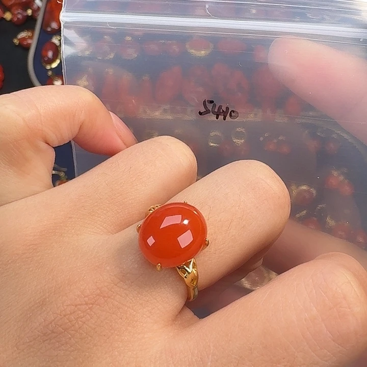 南红玛瑙银S925镶嵌戒指