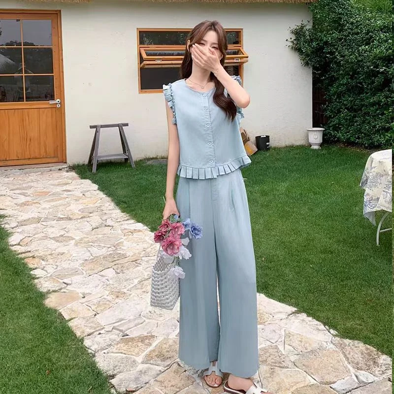 【鑫乐芮】2025轻奢风显瘦夏款时尚亚麻短袖套装nice两件套