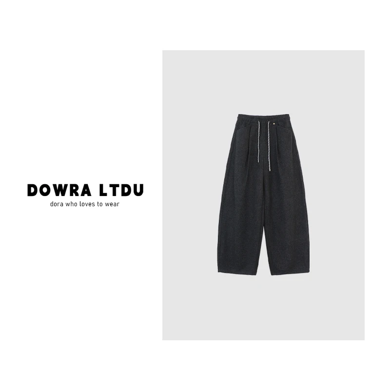 朵拉【松弛有度】2025年冬季新款松紧带纯色加绒百搭休闲裤1-825477