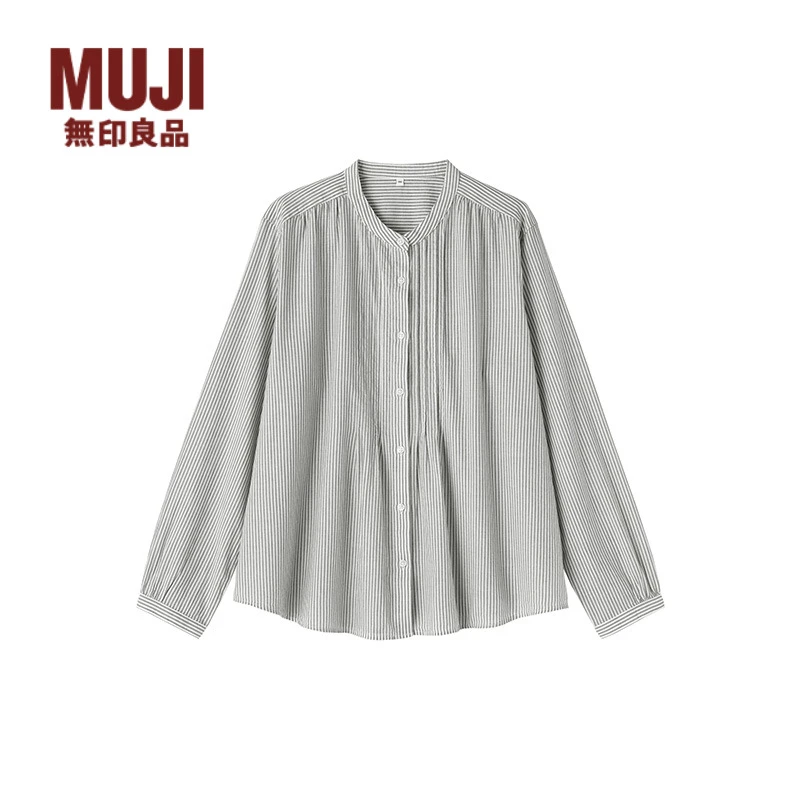 无印良品 MUJI 女式 棉纱长袖罩衫 女士衬衫衬衣内搭25年秋季新品