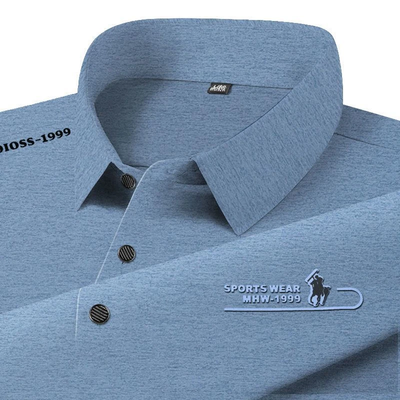 【轻奢品质】夏季男士短袖T恤透气纯色中年翻领休闲百搭polo衫上衣