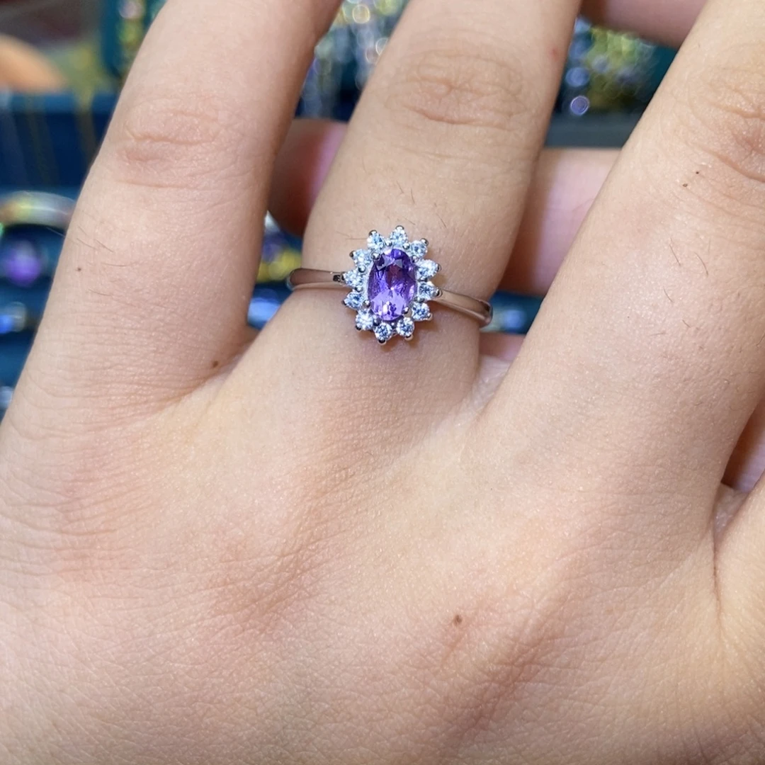 银S925镶嵌戒指紫晶