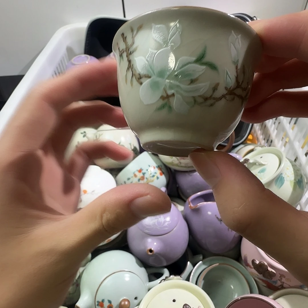 瓷片优一堂黄汝玉兰品茗杯