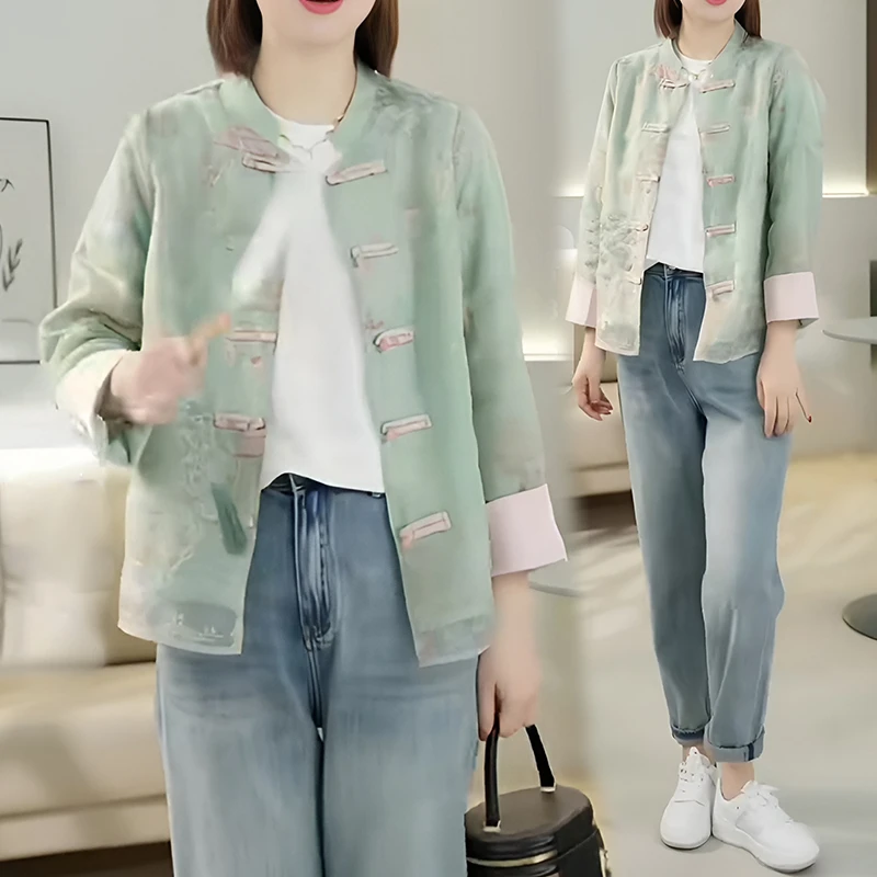 今年流行新中式国风刺绣提花外套女2026春夏季新款设计感穿搭上衣