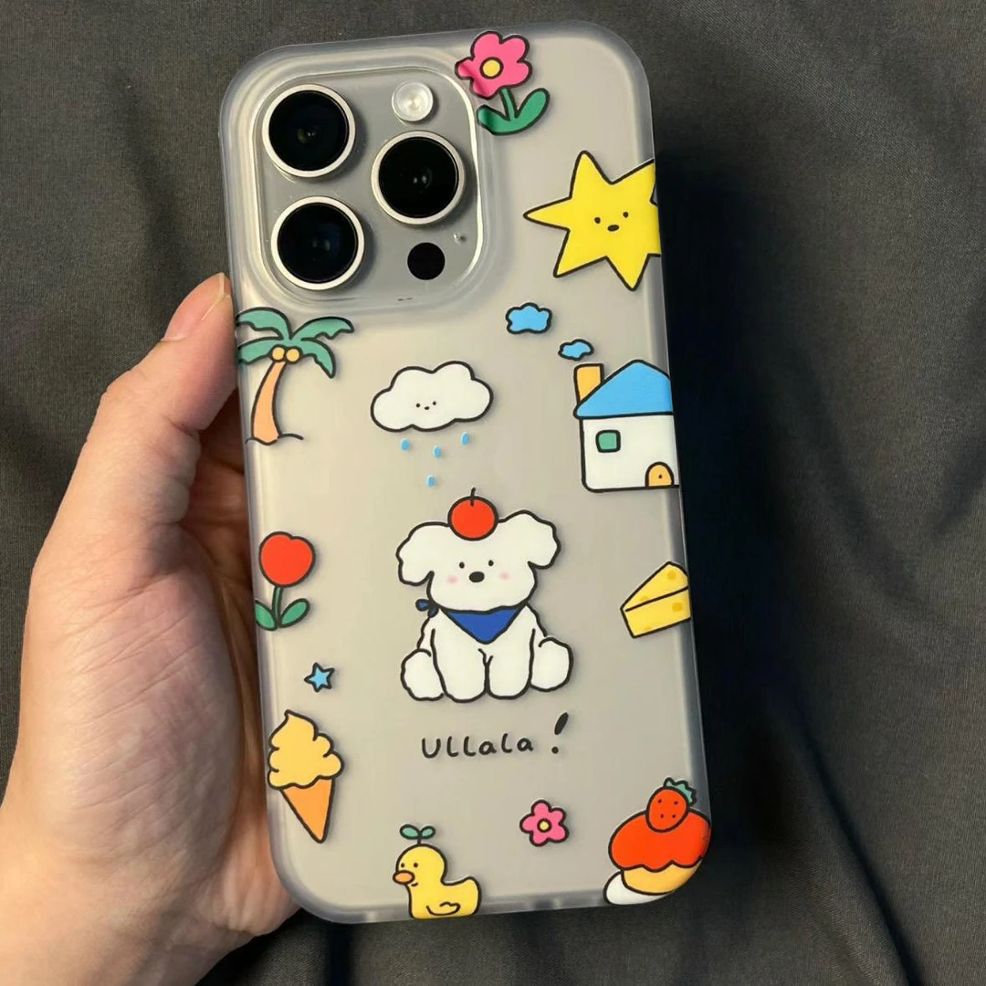 奥菲顿苹果小狗适用苹果16/14手机壳软胶15promax幻影13pro磨砂套