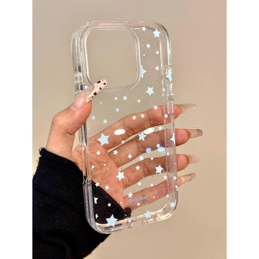 奥菲顿Baby蓝星星高透适用苹果16pro手机壳华为P70vivo小米15oppo