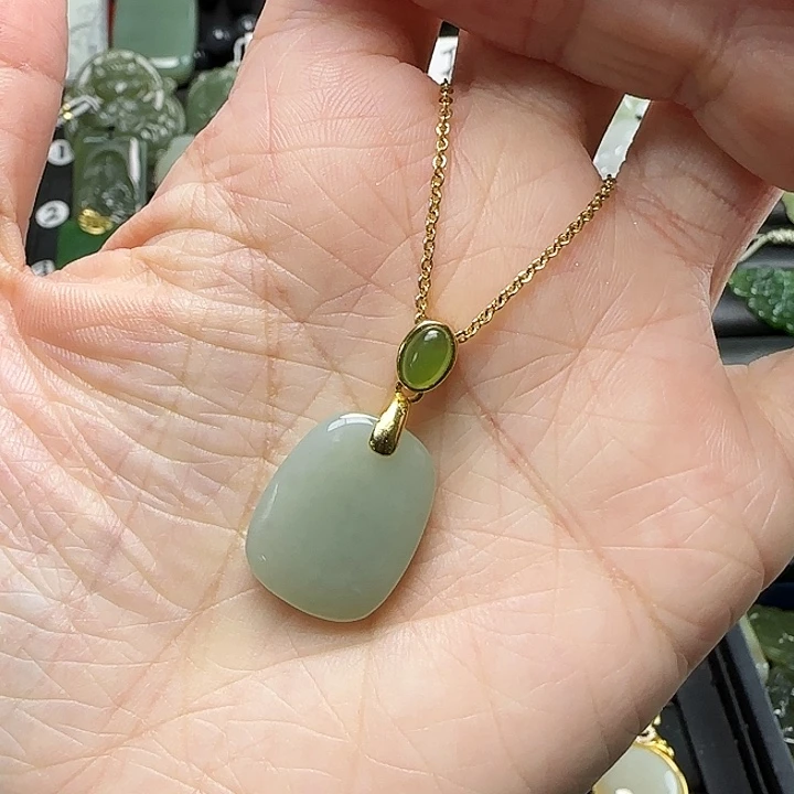 和田玉银S925镶嵌颈饰