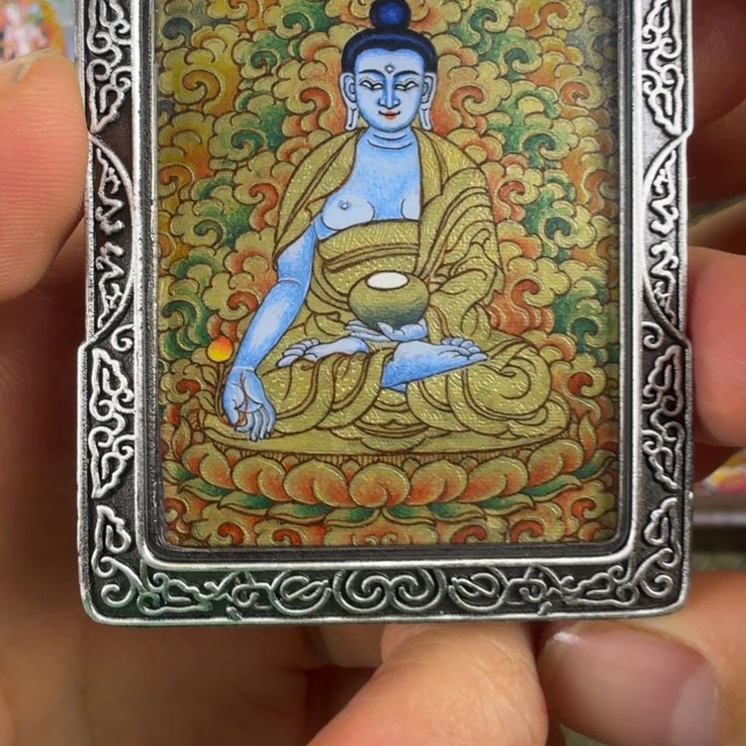 吊坠金唐药师佛唐卡