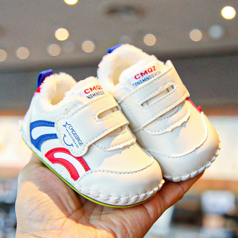 冬季宝宝加绒学步鞋0-2岁简约休闲男女宝宝冬季婴儿鞋加厚学步鞋
