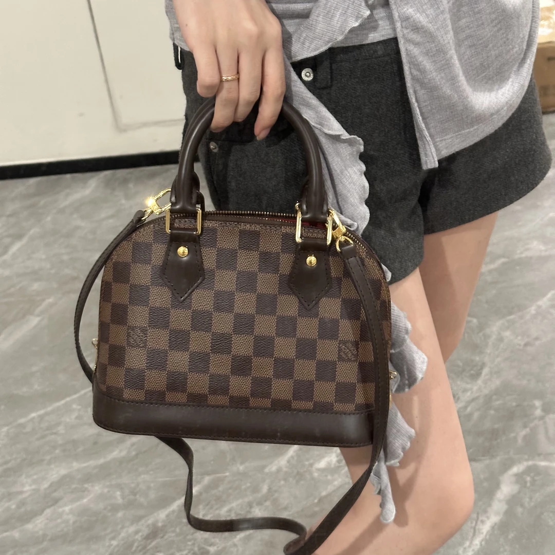 95新 LouisVuitton/路易威登 棋盘格贝壳 bb 单肩包 二手且曼