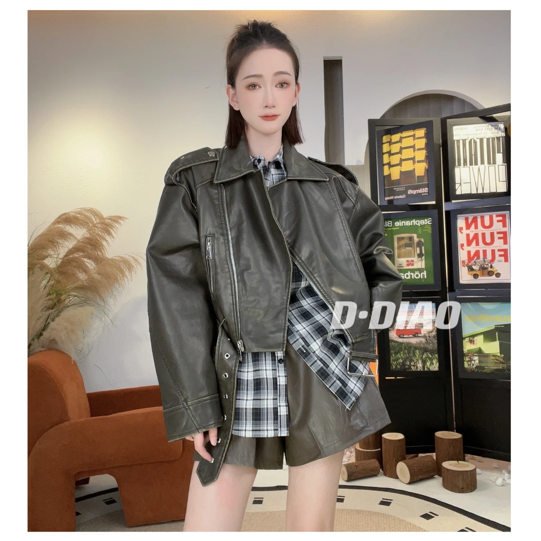 【dd小奈】短款机车服皮夹克pu皮外套ddxn6313