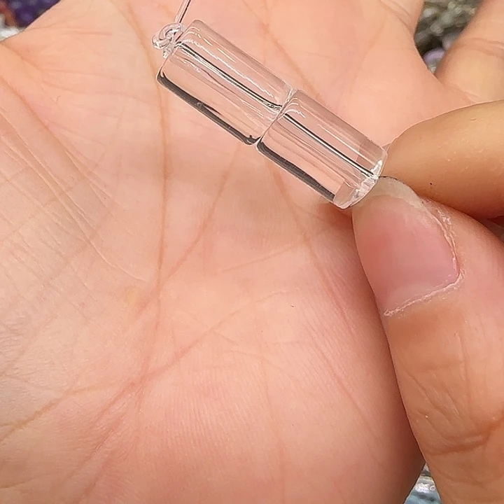 玛瑙/玉髓合金珠宝半成品白水晶7-12mm桶珠2颗