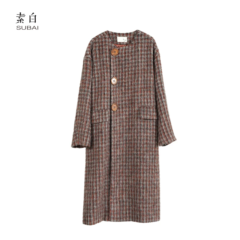 素白加厚保暖【格格驾到】N01855特色重工毛呢大衣